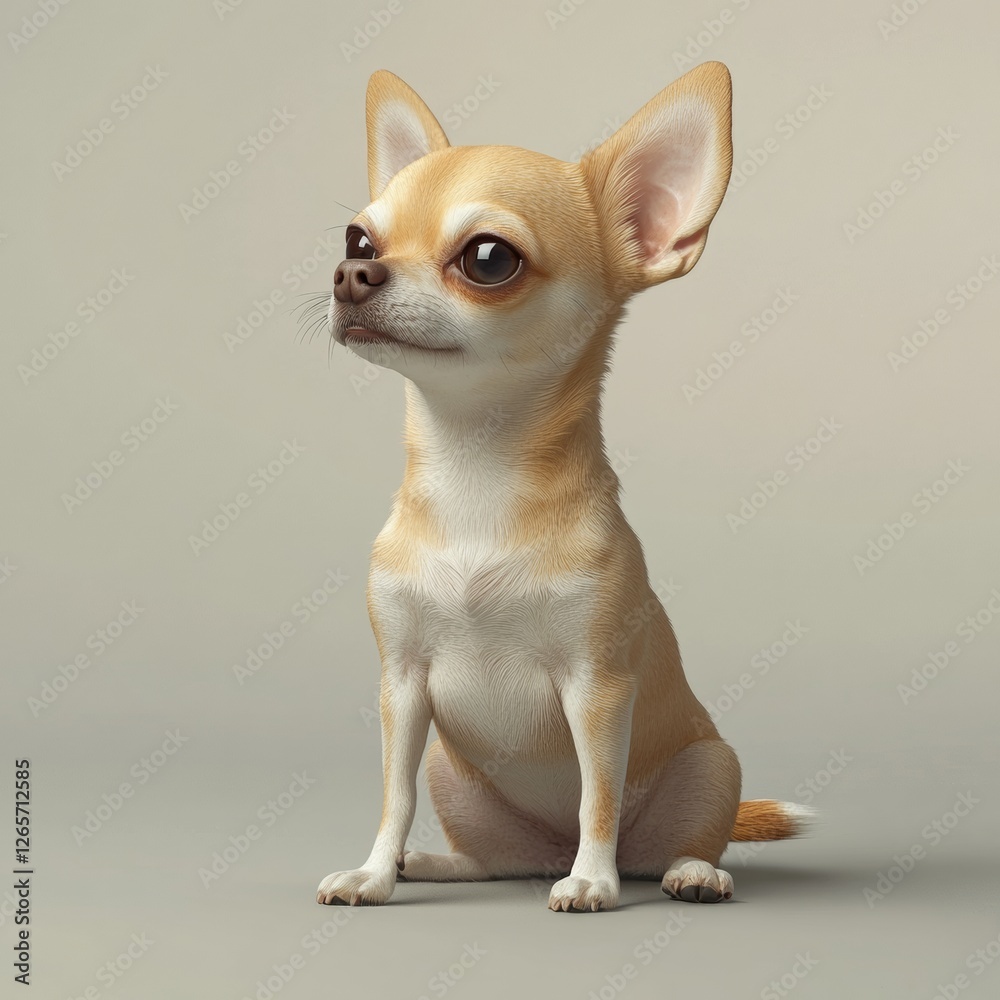Obraz premium Cute Chihuahua Dog Sitting with Relaxed Posture and Bright Eyes
