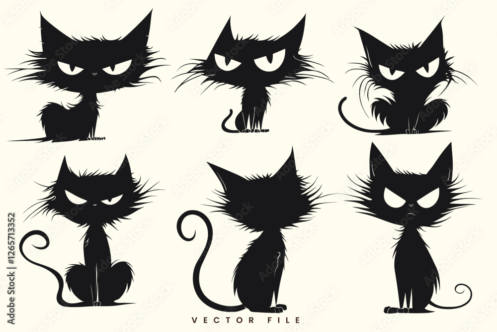 Obraz premium Editable Set Cat Illustration