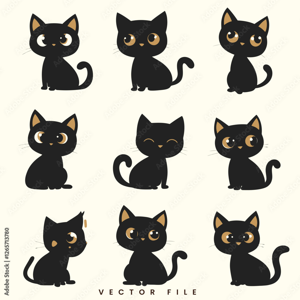 Editable Set Cat Illustration Editable Set Cat Illustration