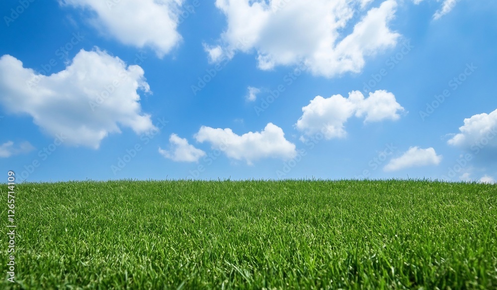 Sunny landscape with green grass hill and cloudy sky, suitable for background Sunny landscape with green grass hill and cloudy sky, suitable for background