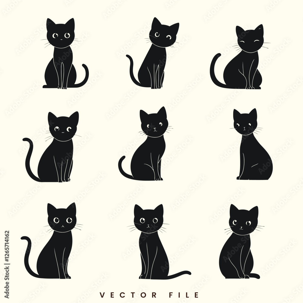 Fototapeta premium Editable Set Cat Illustration