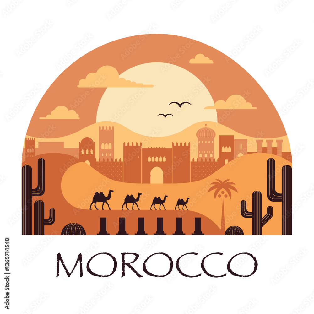 Travel to Morocco Print with Camels