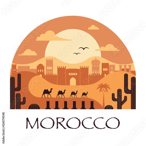 Obraz na płótnie Travel to Morocco Print with Camels w salonie
