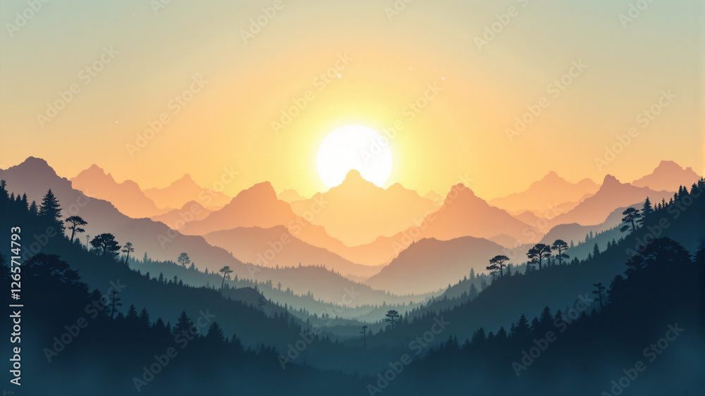 Fototapeta premium Breathtaking Mountain Sunrise Scene
