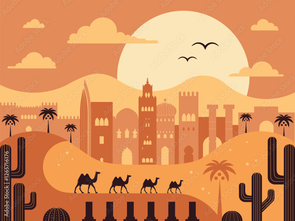 Africa Travel Landscape with Morocco Buildings