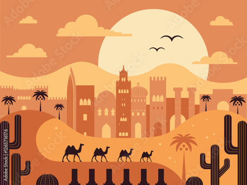 Obraz na płótnie Africa Travel Landscape with Morocco Buildings w salonie