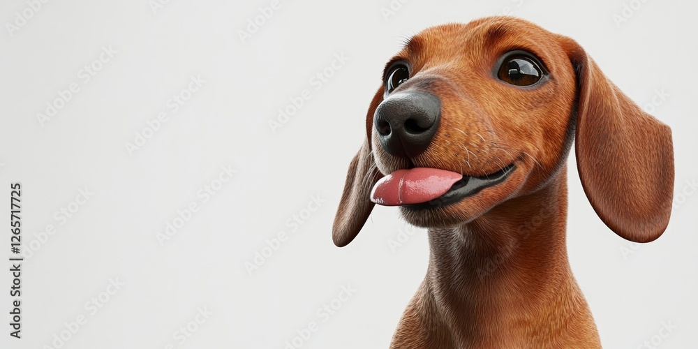 3D Render of Playful Dachshund Dog with Tongue Out and Licking Nose 3D Render of Playful Dachshund Dog with Tongue Out and Licking Nose
