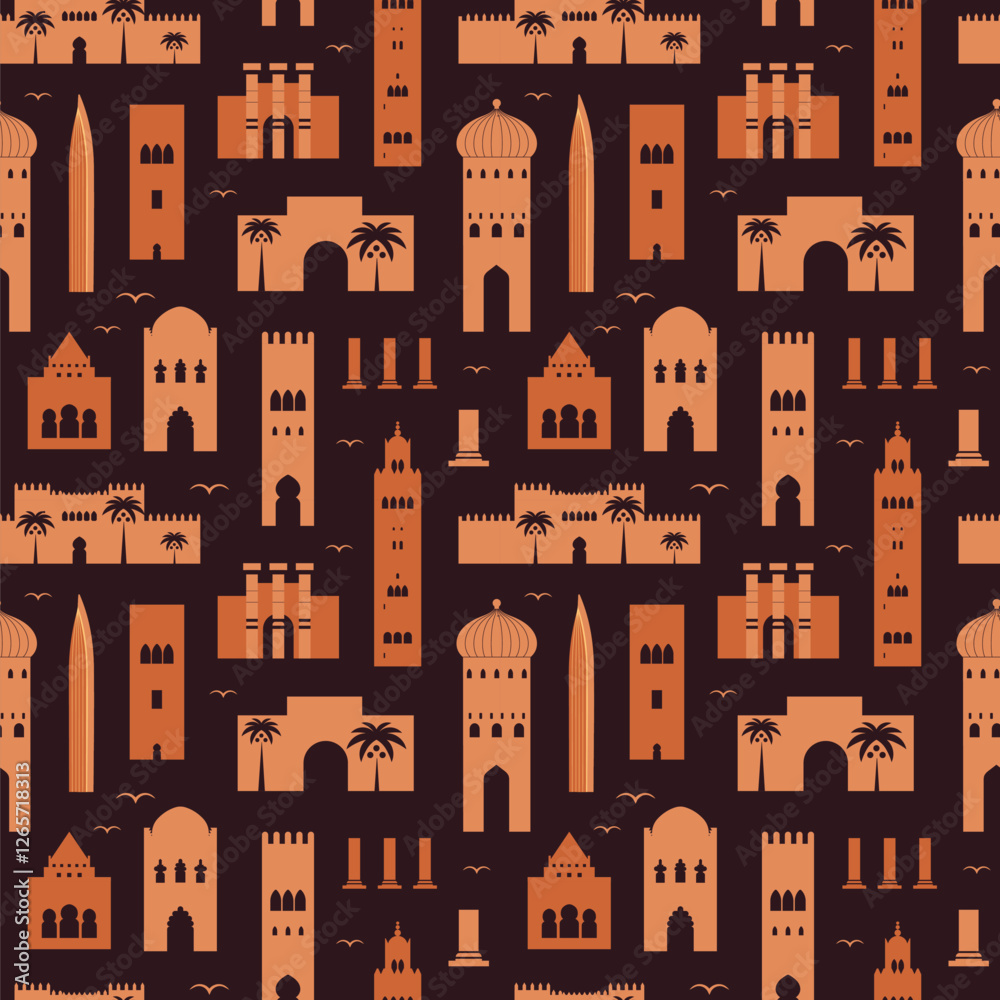 Morocco Travel Pattern with Architecture Monuments