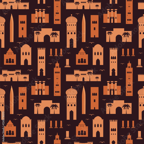 Obraz na płótnie Morocco Travel Pattern with Architecture Monuments w salonie