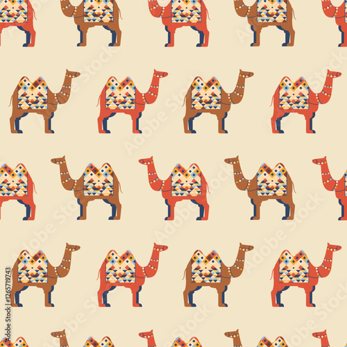 Obraz na płótnie Decorated Arabian Camel Animal Pattern w salonie