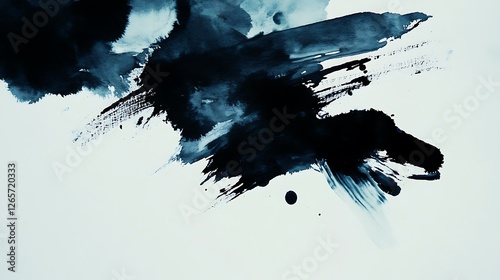 Abstract Ink Wash Painting Dark Blue Hues photo