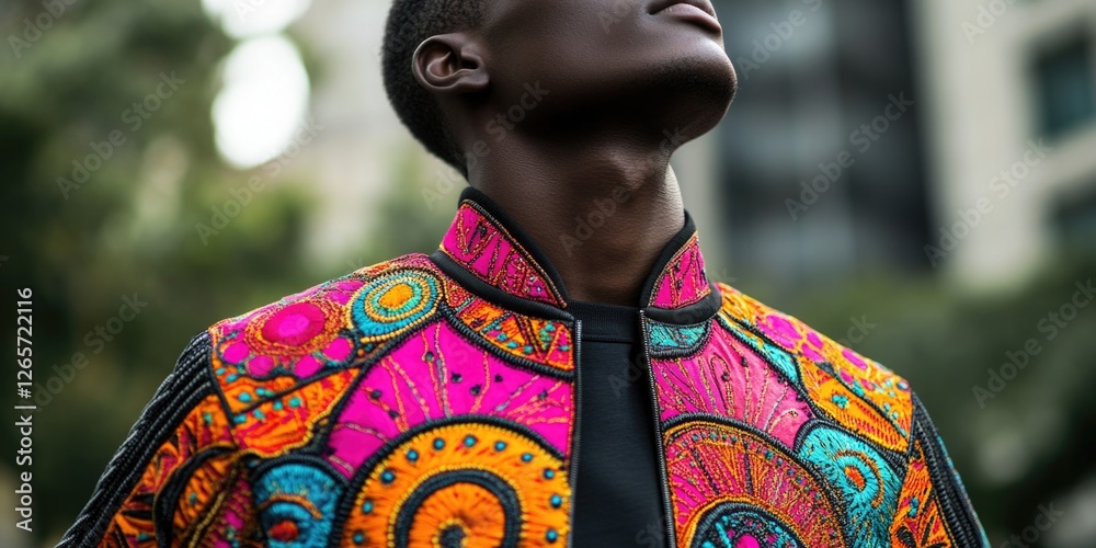 Obraz premium A man dressed in a colorful jacket and tie, suitable for business or formal occasions