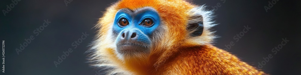 Obraz premium Close-up shot of a monkey with a blue face, great for children's books or wildlife photography