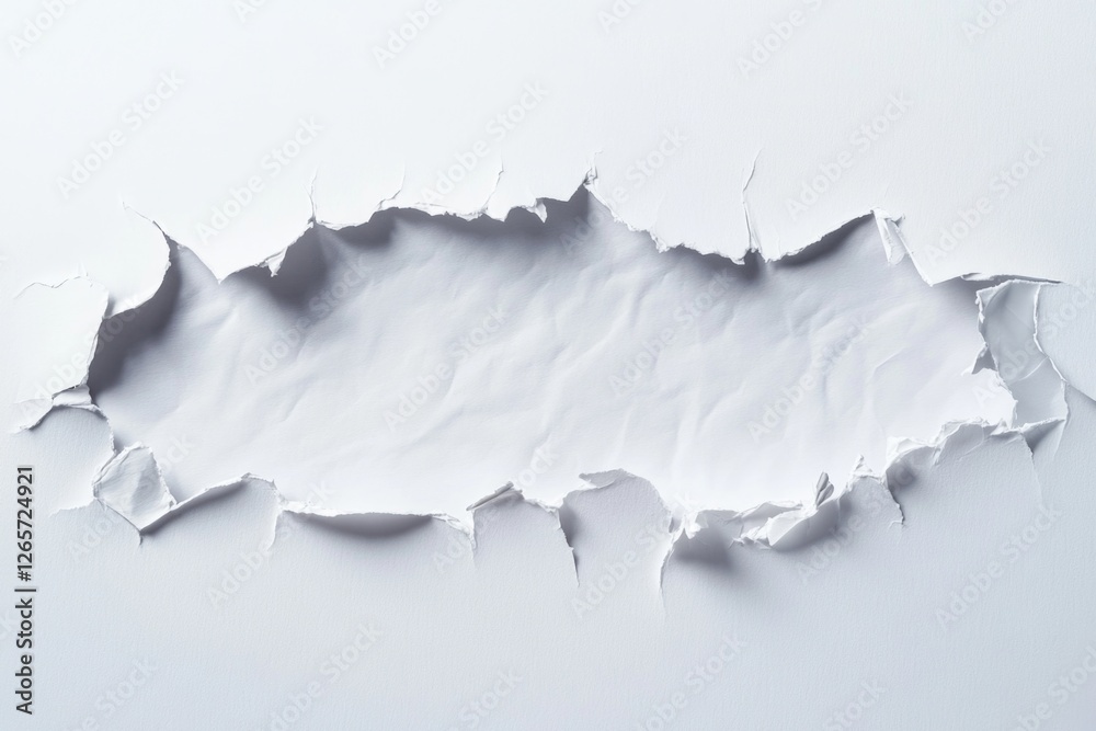 A piece of paper with a hole torn out, suitable for use as a concept image for lost or missing documents A piece of paper with a hole torn out, suitable for use as a concept image for lost or missing documents