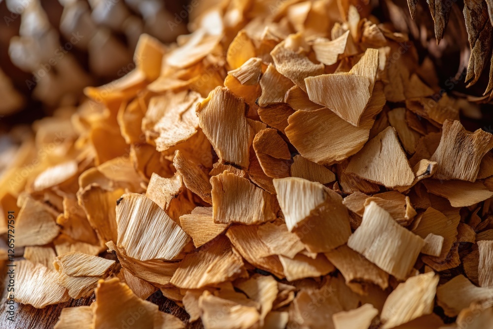A pile of wood chips on a table A pile of wood chips on a table