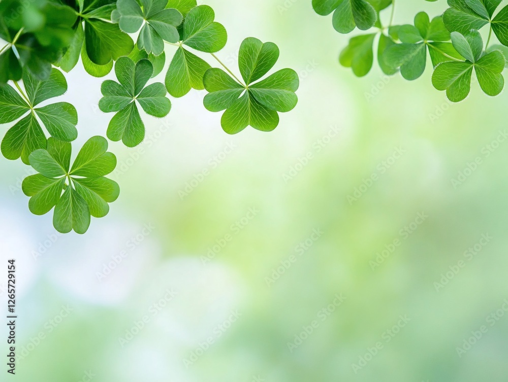 Lush green clover leaves against a soft, blurred background Lush green clover leaves against a soft, blurred background