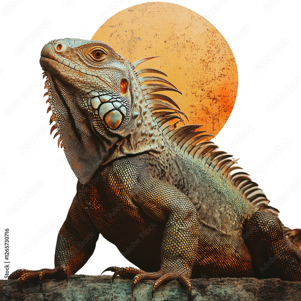Fototapeta premium Iguana Displaying Patterns and Textures in Professional Photoshoot
