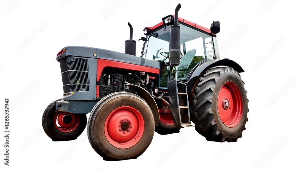 High-resolution Classic Farm Tractor isolated on white background for agricultural and farming design projects, ideal for creating realistic rural landscapes and farm equipment High-resolution Classic Farm Tractor isolated on white background for agricultural and farming design projects, ideal for creating realistic rural landscapes and farm equipment