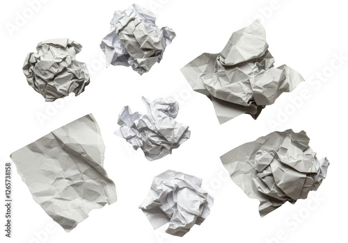 Crumpled White Paper On Black Background