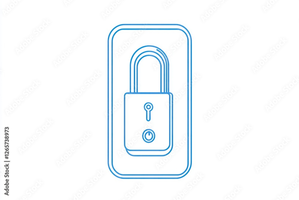 3D glyph line representation of smart locks with added security features on white background. 3D glyph line representation of smart locks with added security features on white background.