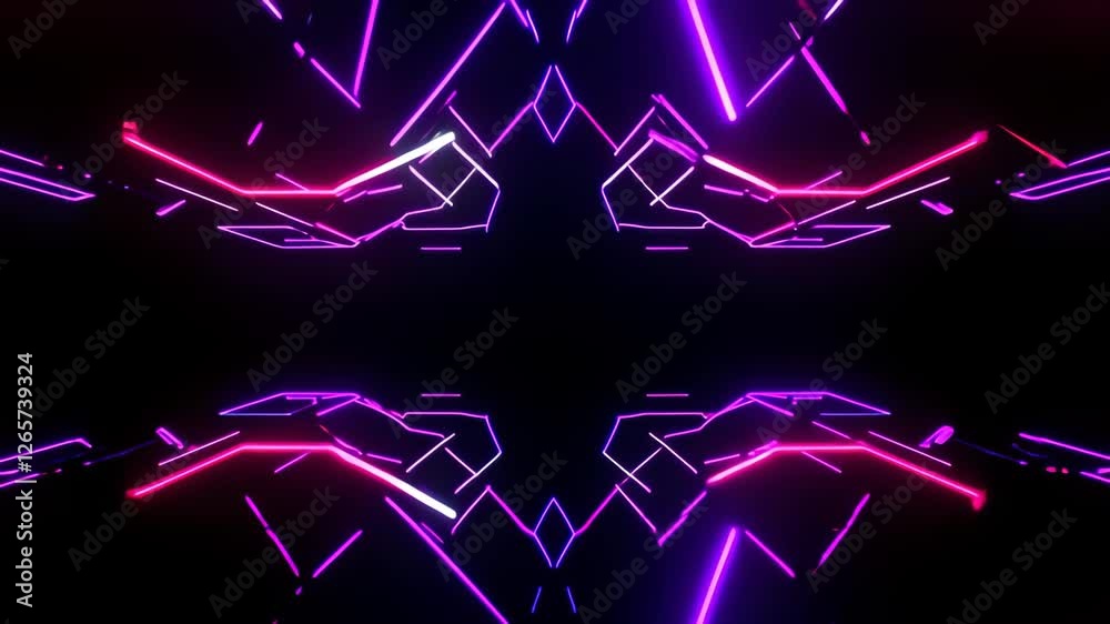 Purple and red neon sign with a black background