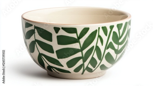Wallpaper Mural Decorative bowl with green leaf patterns, white isolate background. Torontodigital.ca