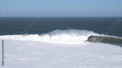 Powerful Ocean Wave Crashing, Coastal View, Dramatic Seascape, Possible Surfing Spot