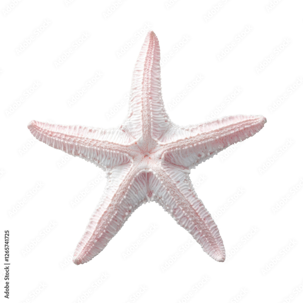 Delicate pink starfish on white background with soft lighting Delicate pink starfish on white background with soft lighting