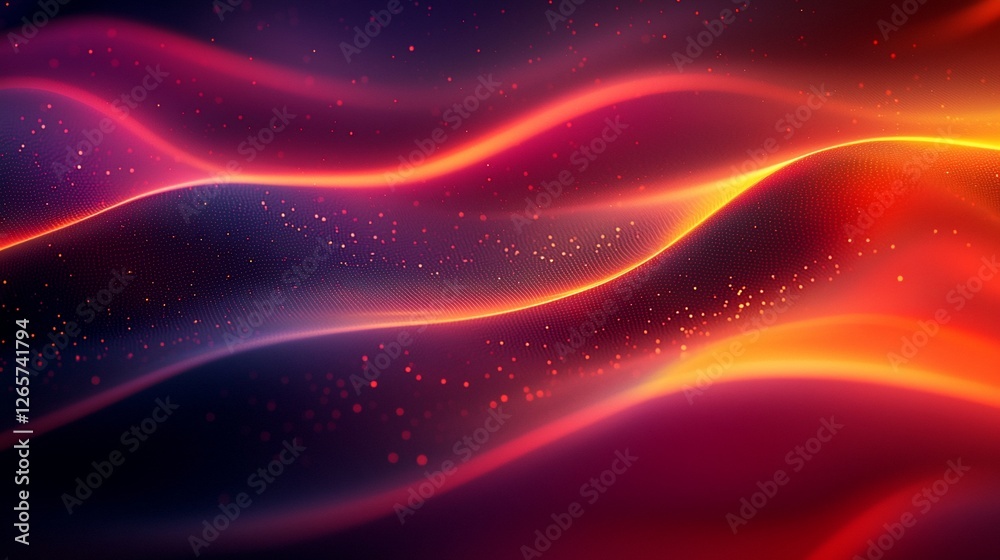 Fototapeta premium Abstract fiery waves, dark cosmic background, digital art, website design