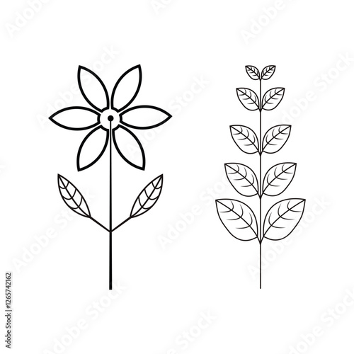 Black flower vector set feature abstract floral design 