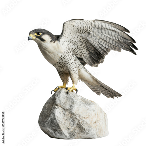 Majestic falcon perched on rock in product photography style