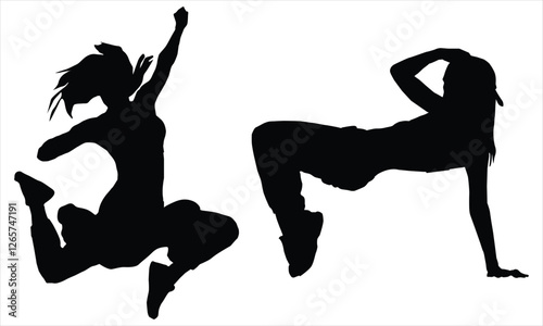 silhouettes of  dancing girl