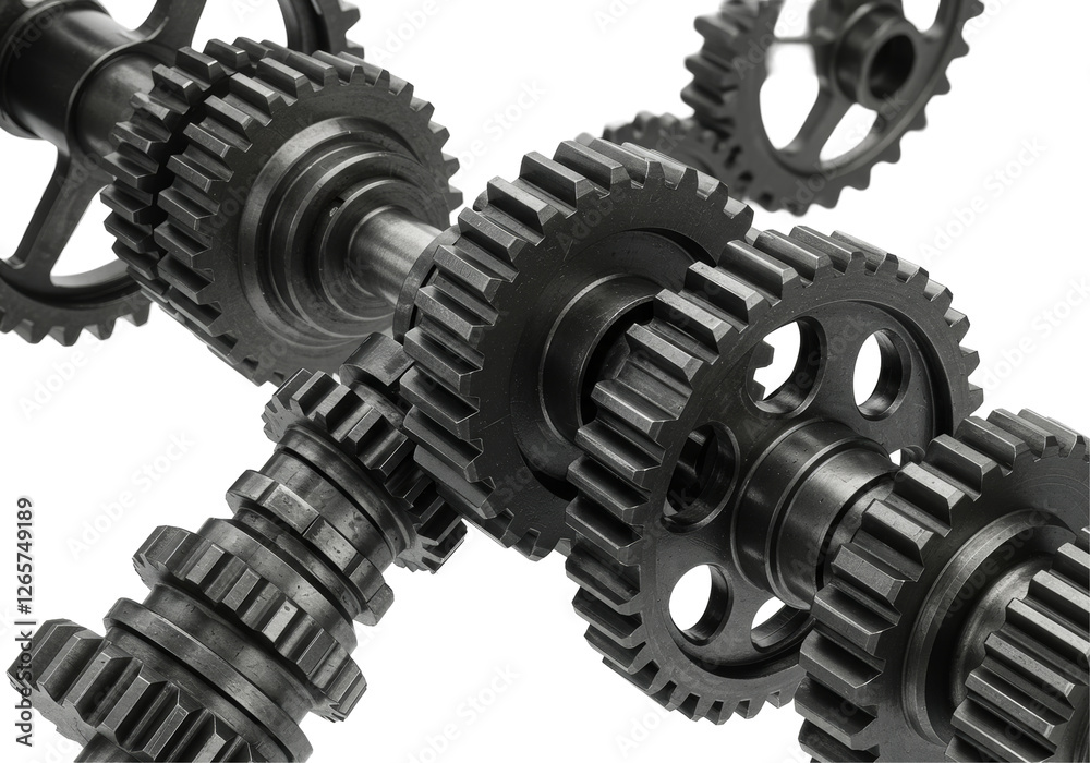Interlocking Metal Gears On Black Background Interlocking Metal Gears On Black Background