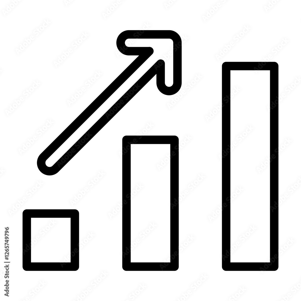 Rising Bar Vector Line Icon Design Rising Bar Vector Line Icon Design