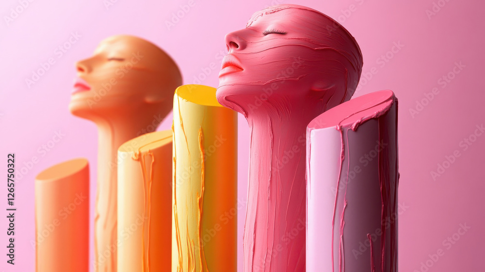 Surreal fashion portrait with melting lipstick effect