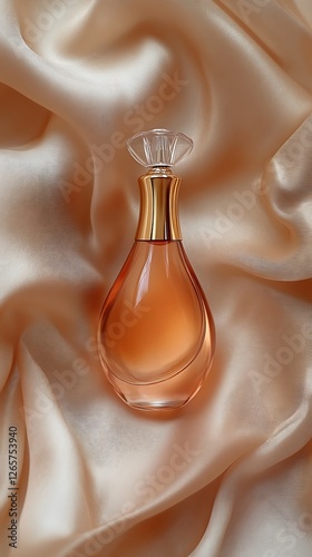 Perfume Bottle on Satin Background  .