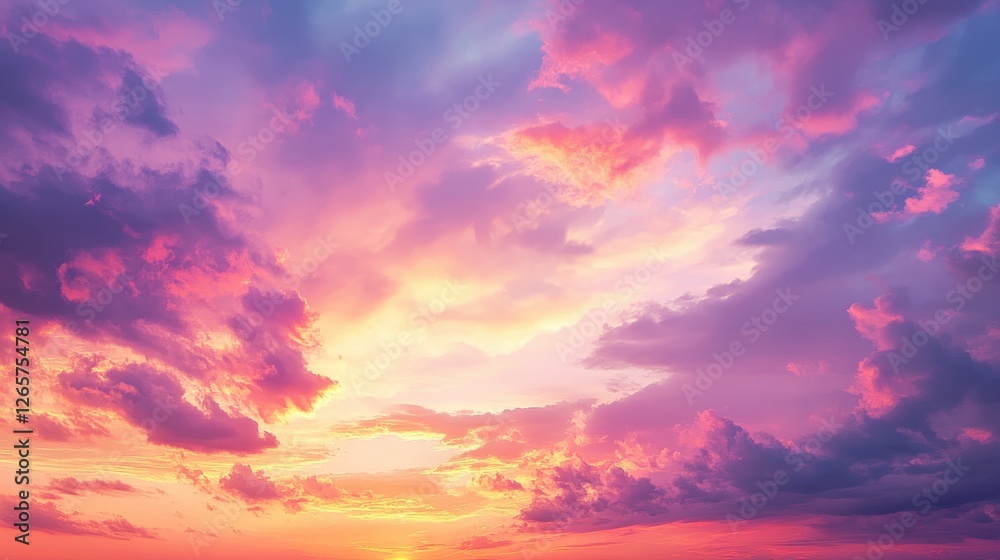 A vibrant sunset sky filled with colorful clouds in shades of pink, purple, and orange, creating a serene and breathtaking view. A vibrant sunset sky filled with colorful clouds in shades of pink, purple, and orange, creating a serene and breathtaking view.