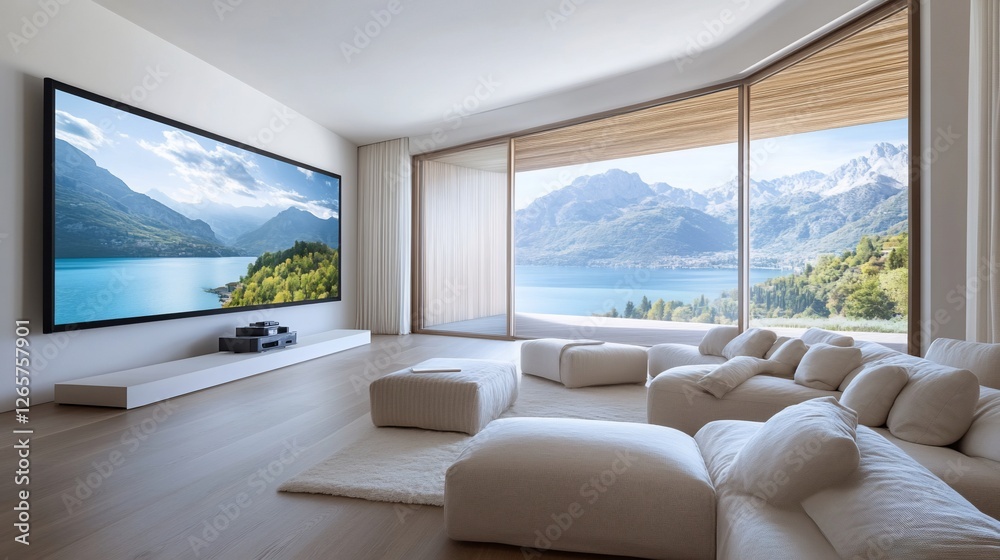 Fototapeta premium Modern home theater lake view