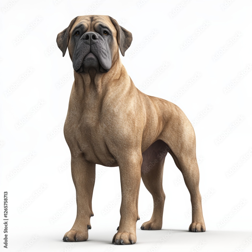 3D Render of Relaxed Mastiff Dog Standing with Ears Up 3D Render of Relaxed Mastiff Dog Standing with Ears Up
