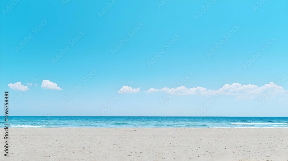 Obraz premium Tranquil Beach Scene with Blue Sky and White Sand