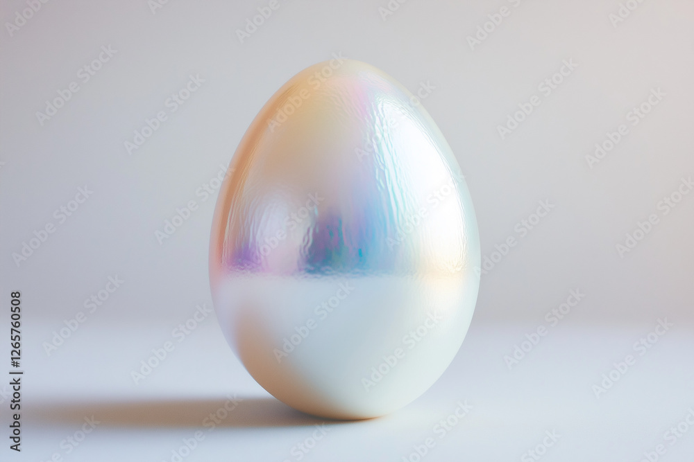 Pearl glowing Easter egg isolated on white background Pearl glowing Easter egg isolated on white background