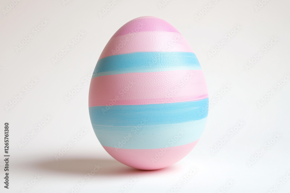 Eastern egg painted in blue and pink soft candy colors lines isolated on white background Eastern egg painted in blue and pink soft candy colors lines isolated on white background