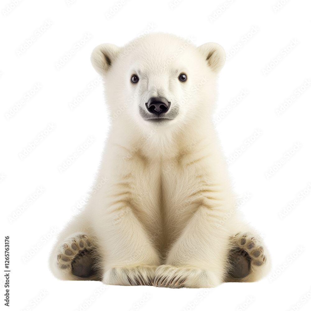 Polar bear cub with fluffy Transparent backgroundfur in studio shot Polar bear cub with fluffy Transparent backgroundfur in studio shot
