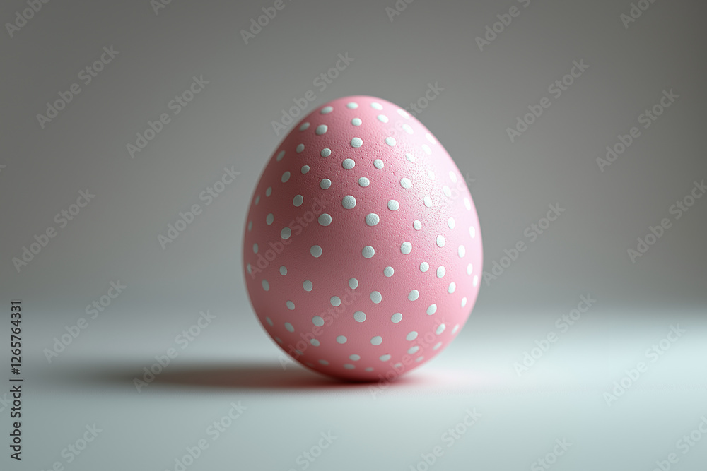 pink Easter egg in white dots isolated on a light spring background pink Easter egg in white dots isolated on a light spring background