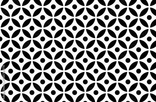 Floral Pattern Swatch Seamless Repeating Black and White Circles Petals