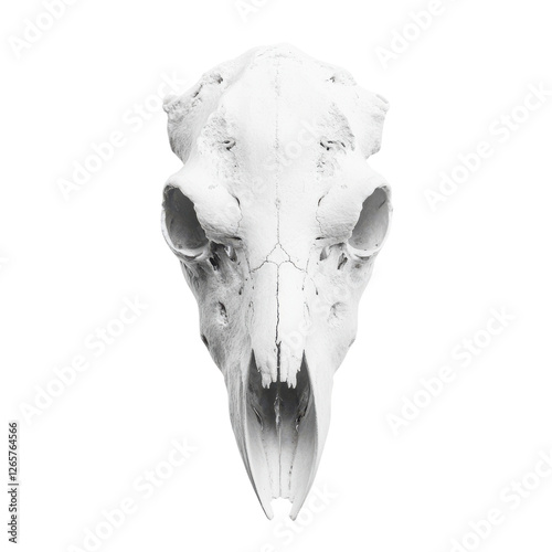 Detailed polar bear skull in central plain background with lighting