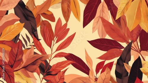 Wallpaper Mural A vibrant array of autumn leaves in various shades of red, orange, and yellow, creating a warm and inviting atmosphere. Torontodigital.ca