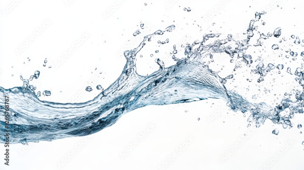 A dynamic splash of clear, blue water creating intricate patterns against a white background, showcasing fluid motion and transparency. A dynamic splash of clear, blue water creating intricate patterns against a white background, showcasing fluid motion and transparency.