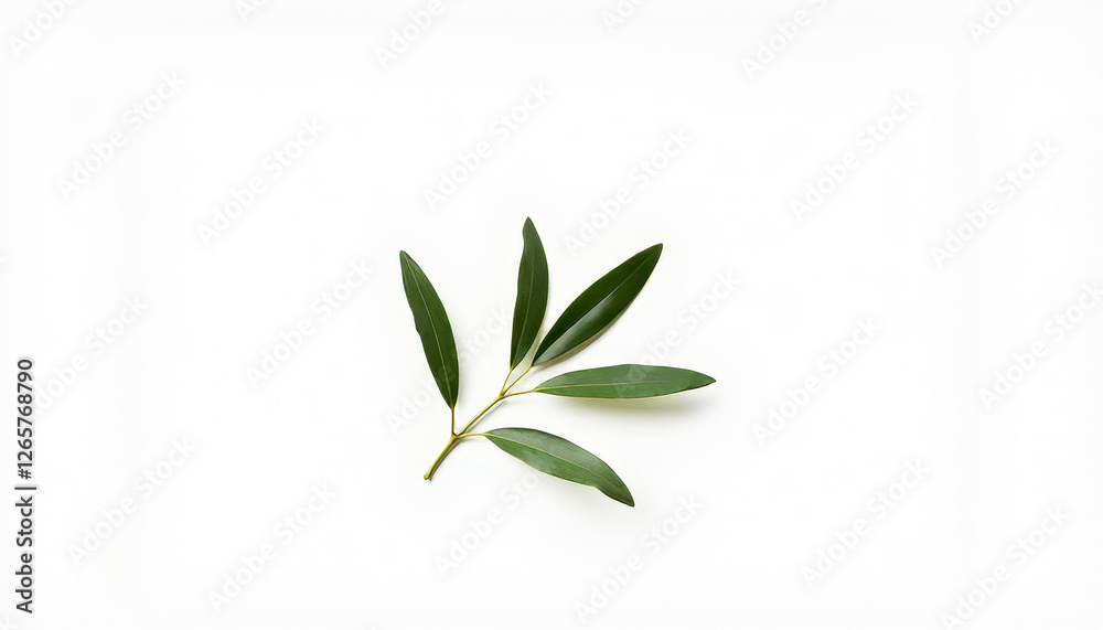 Fototapeta premium Single olive branch representing peace on white background, simplicity