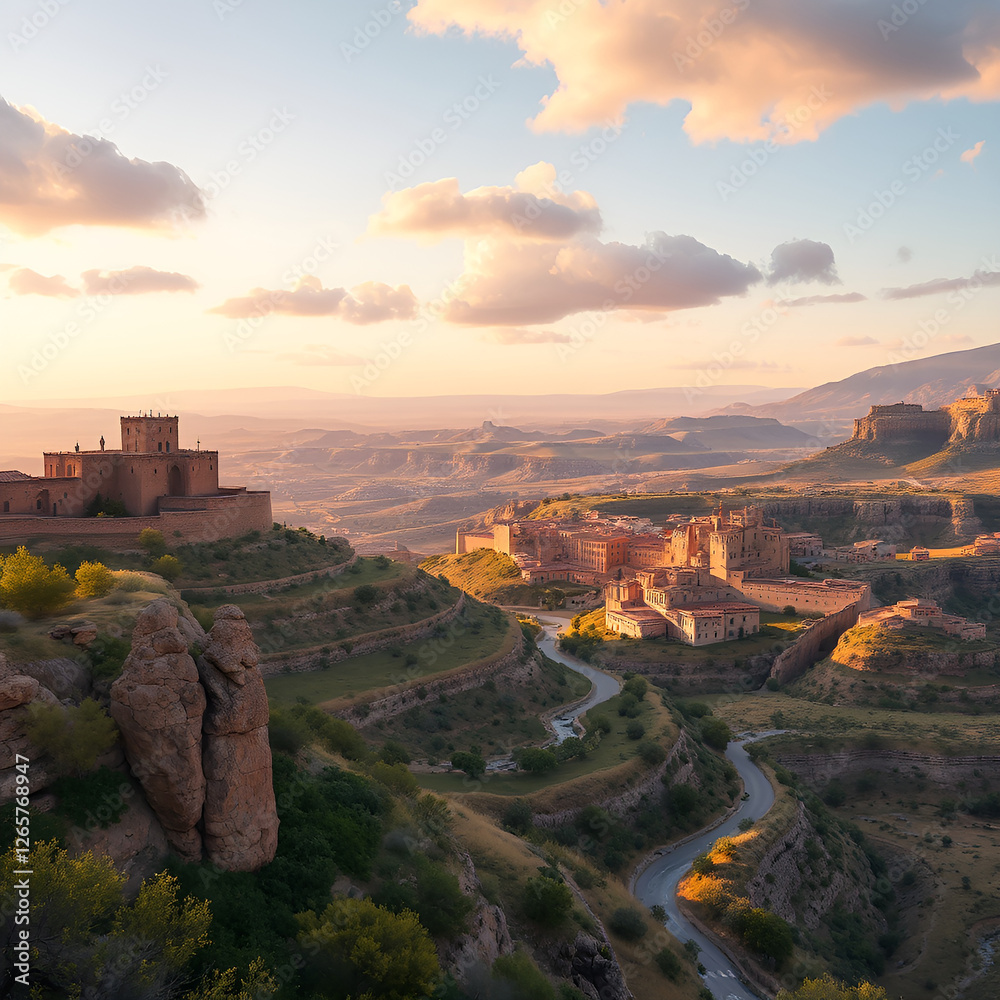Fototapeta premium sunset over an ancient city